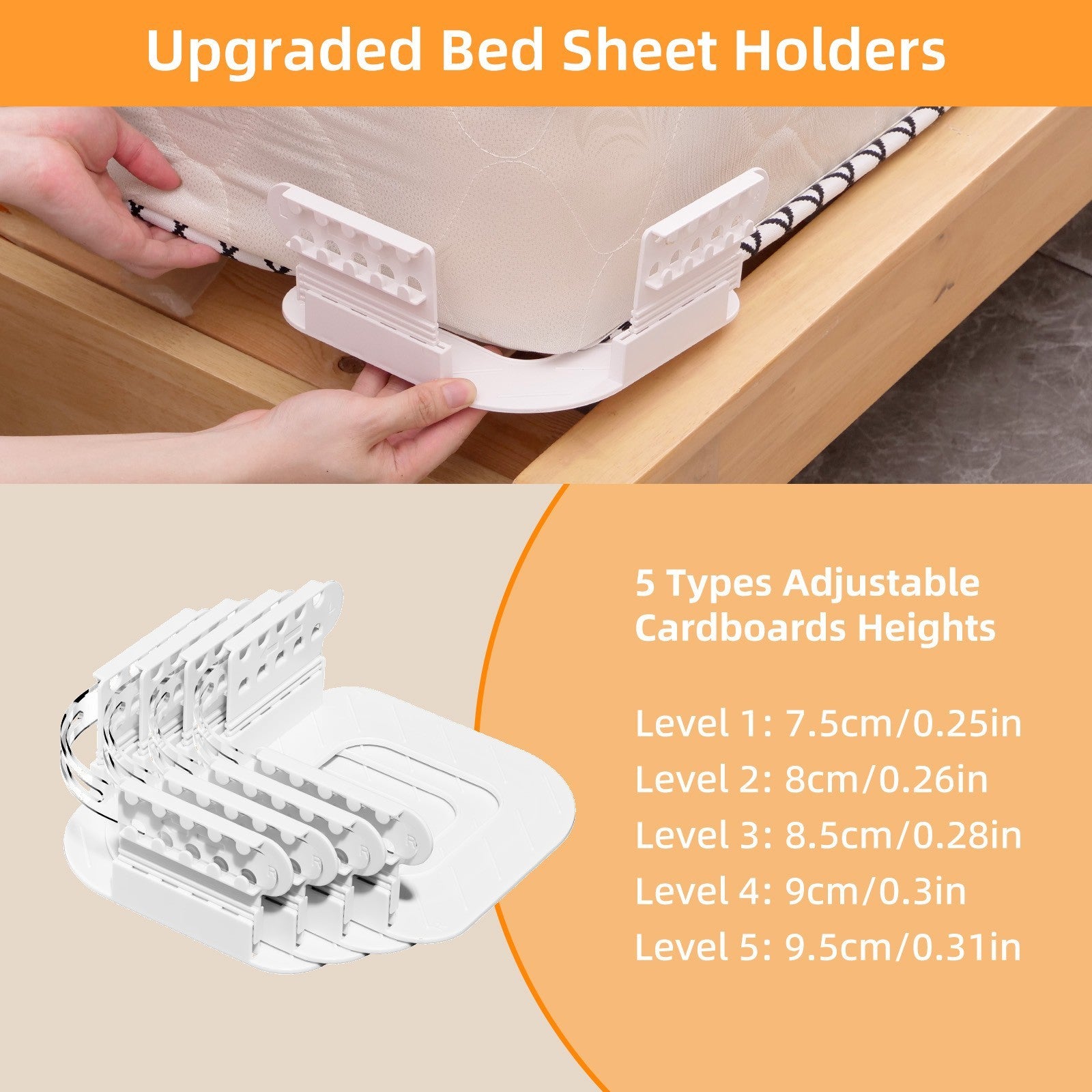 Heavy duty white lock sheet holder clip for hospital bed, dorm, kids mattress. Ships from San Mateo California.