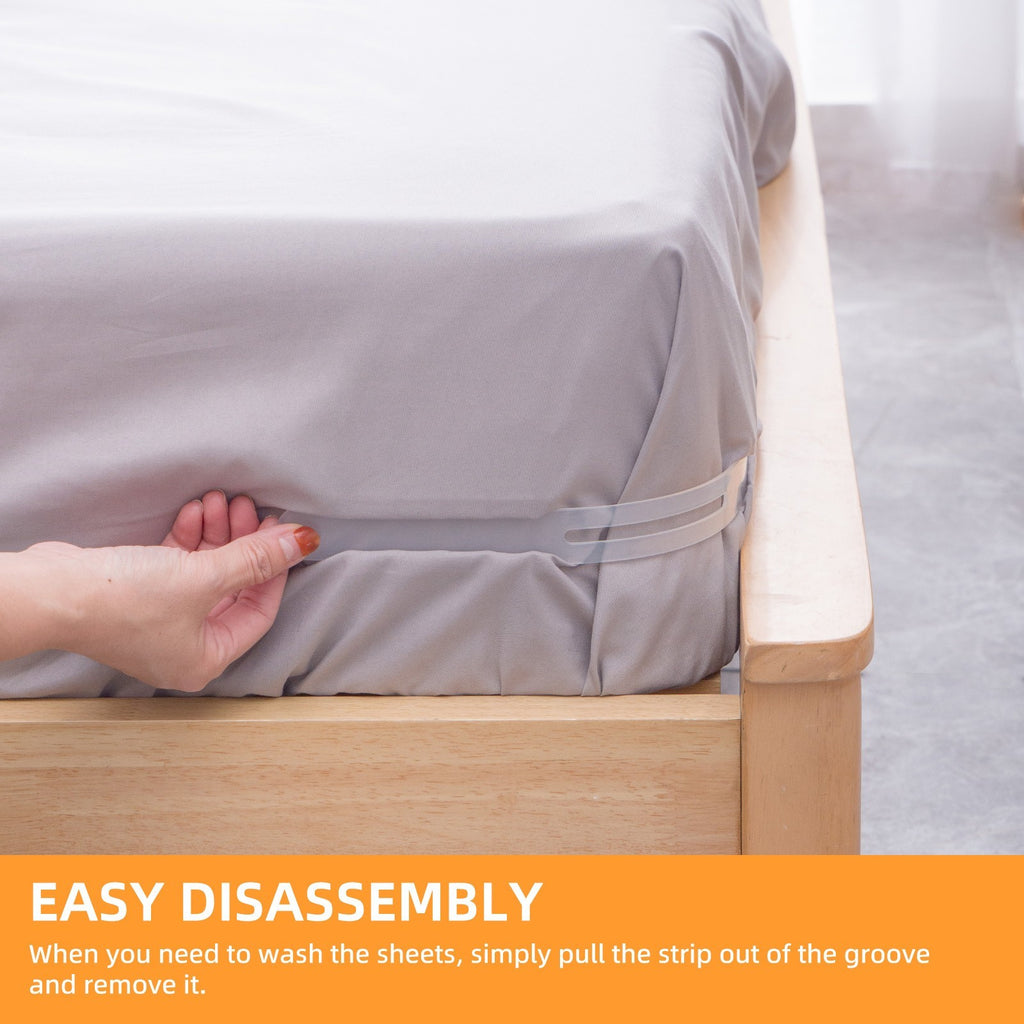 Heavy duty white lock sheet holder clip for hospital bed, dorm, kids mattress. Ships from San Mateo California.